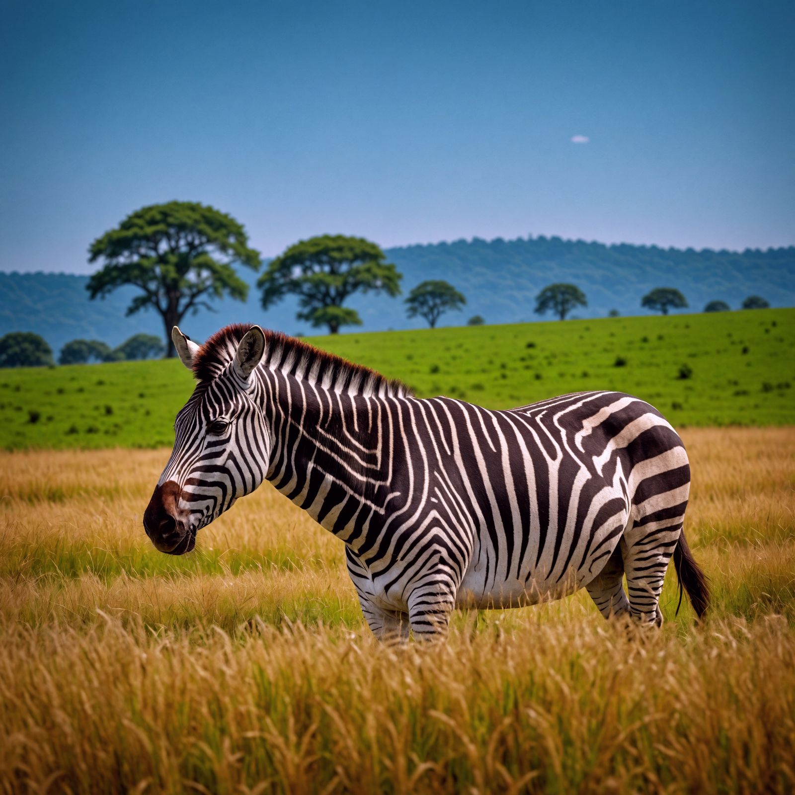 Hyperrealistic Zebra in Lush Field