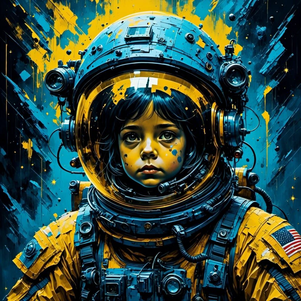 Astronaut Portrait with Crystal Moon in Surreal Style