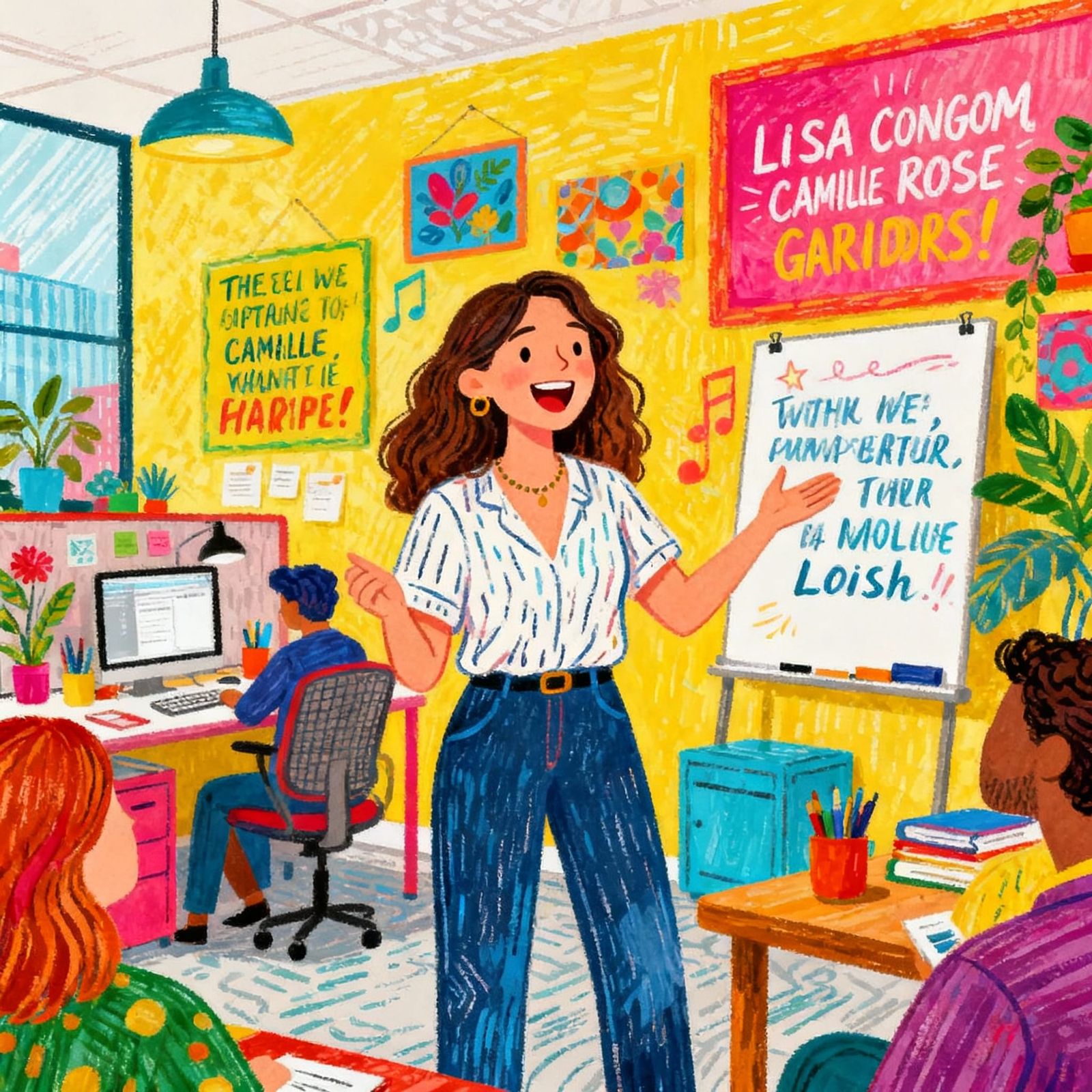 Inspirational Office Speech in Bold, Bright Artistic Style