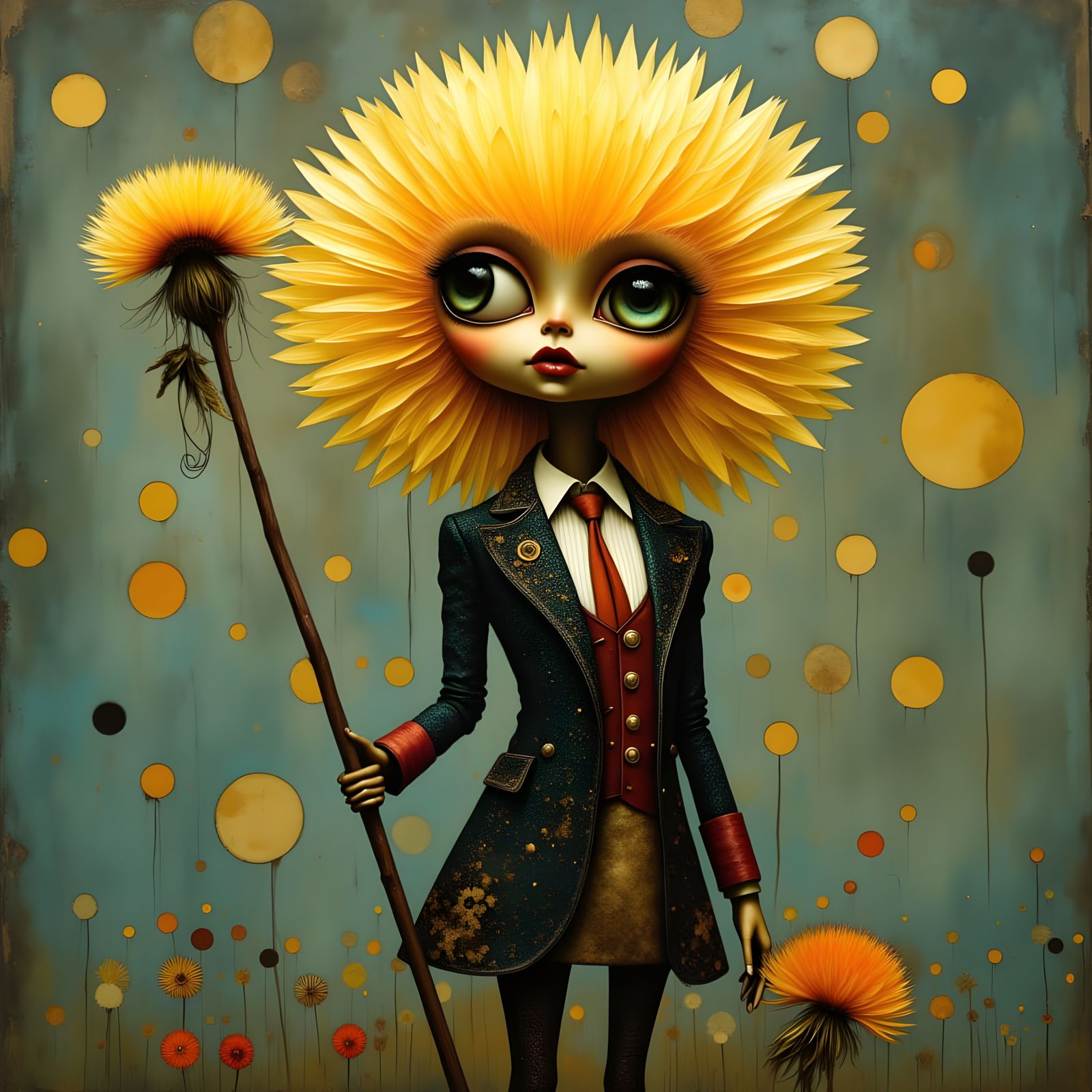 Whimsical Victorian Dandelion in 1820's London Attire