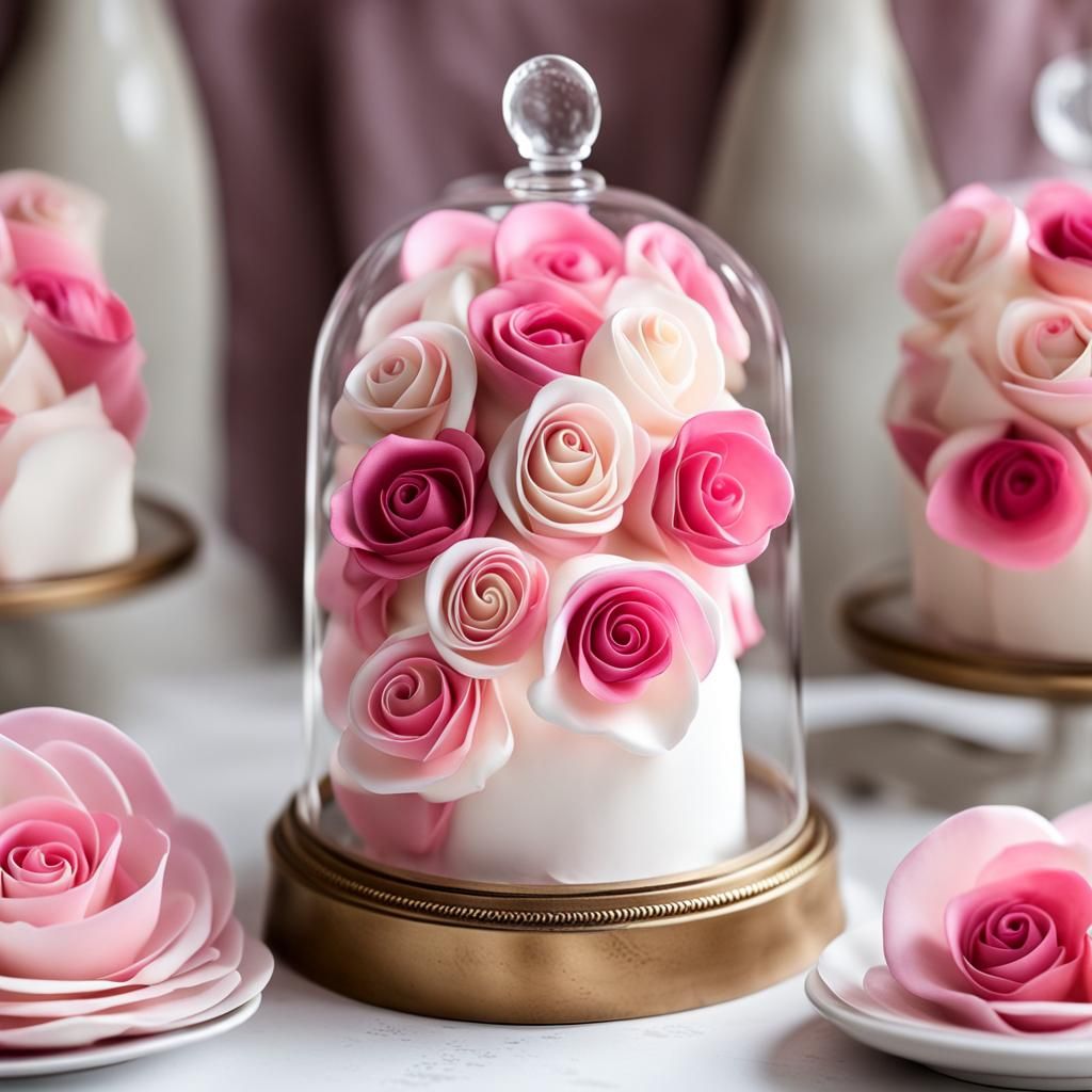 Chocolate Roses Under Glass Cloche