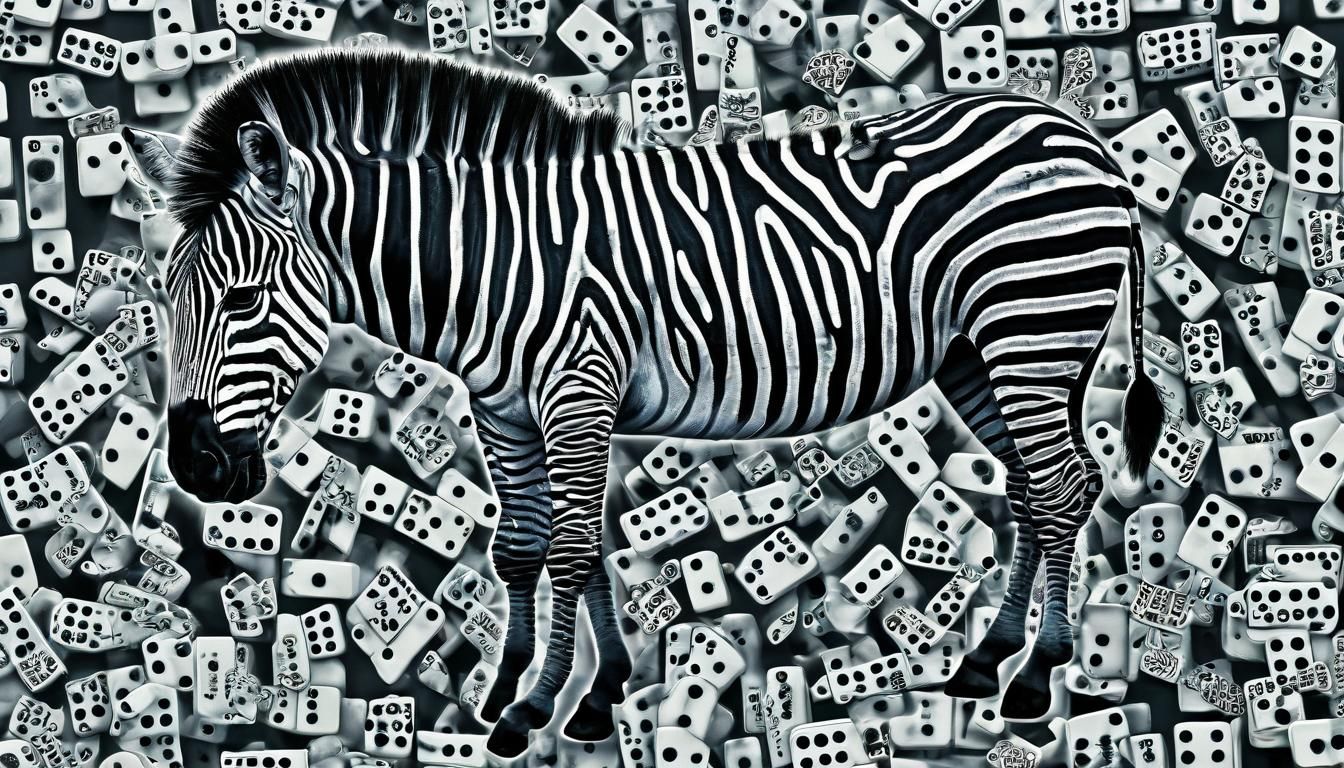 Domino Zebra in Savannah: Detailed AI Art