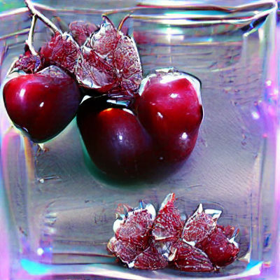 Glistening Crystal Cherries: A Luxurious Still Life