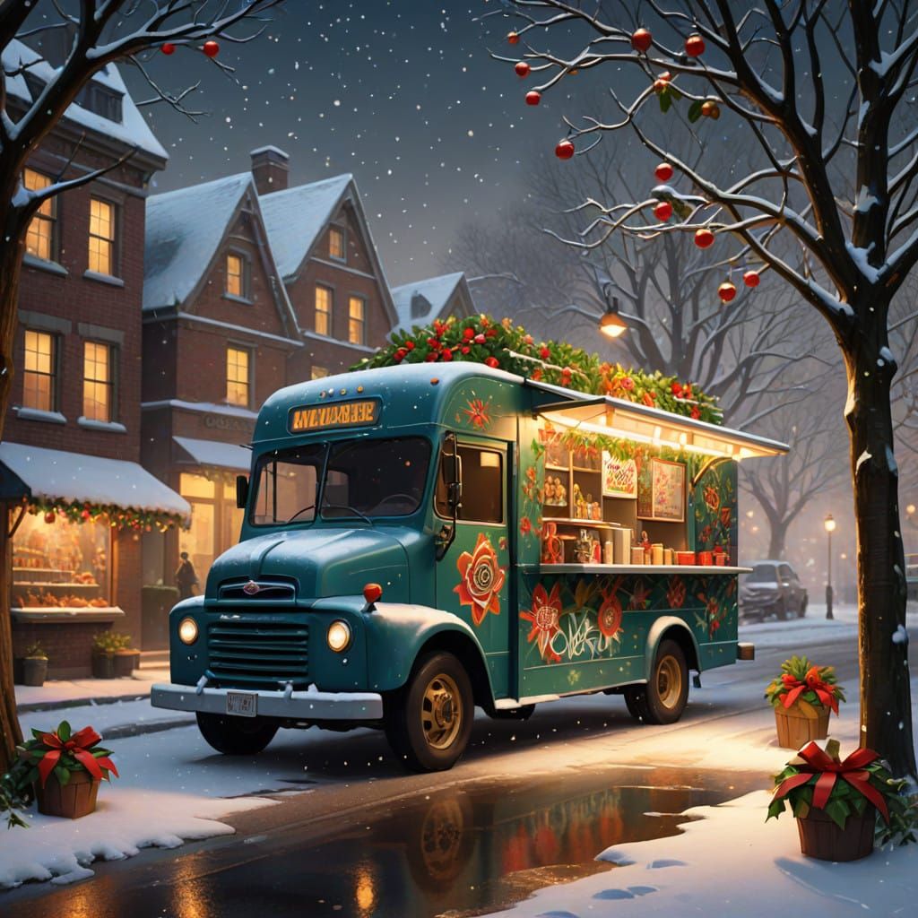 Christmas Food Truck in Retro Holiday Style
