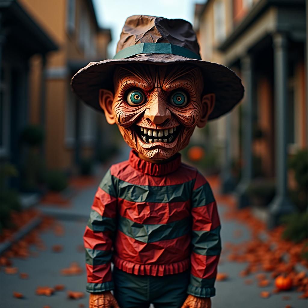 Origami Freddy Krueger on Halloween Street