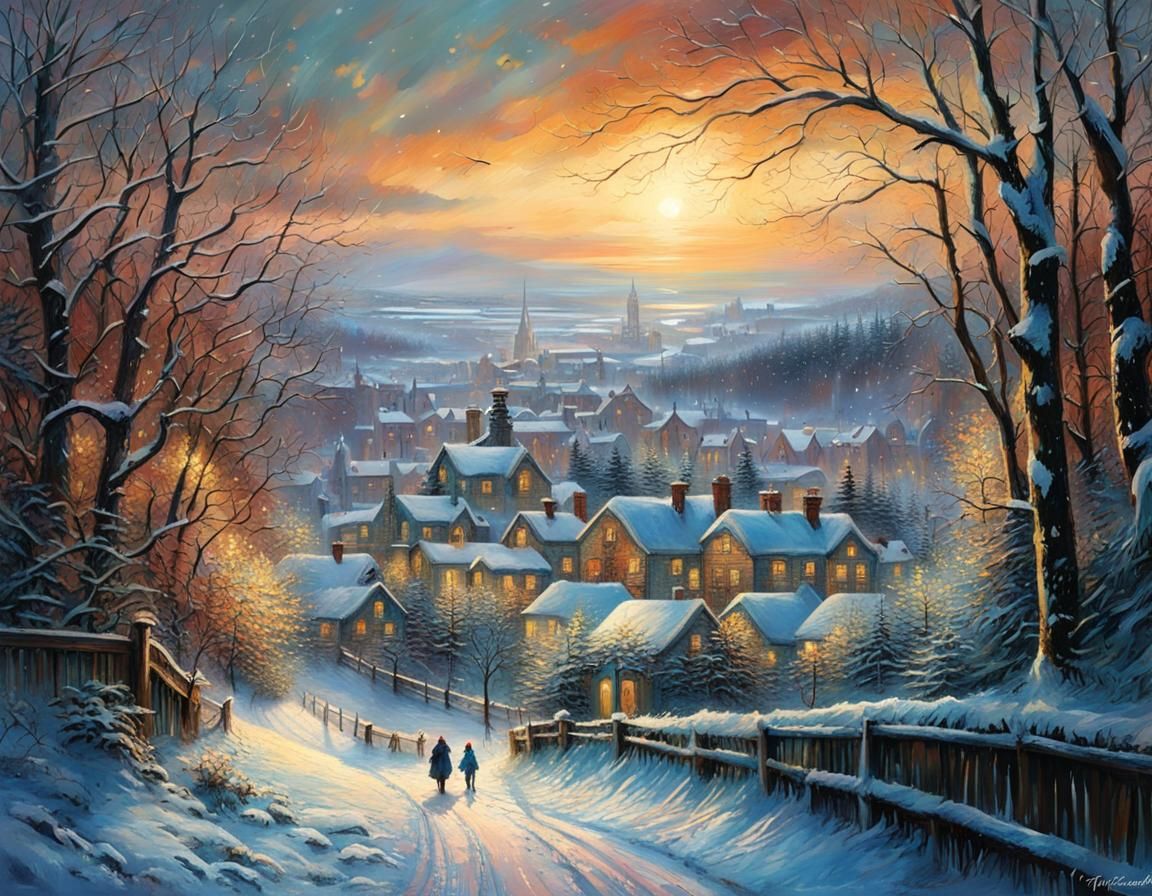 Winter Wonderland Landscape in Vibrant Colors