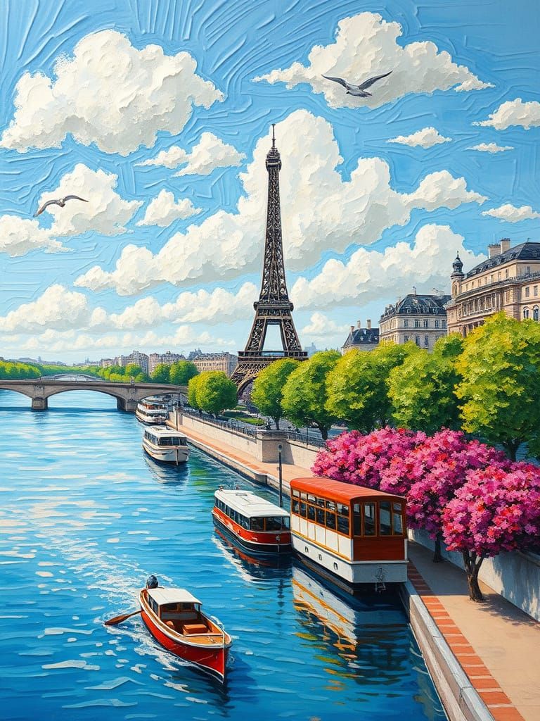 Paris Cityscape with Eiffel Tower, in Expressionist Style
