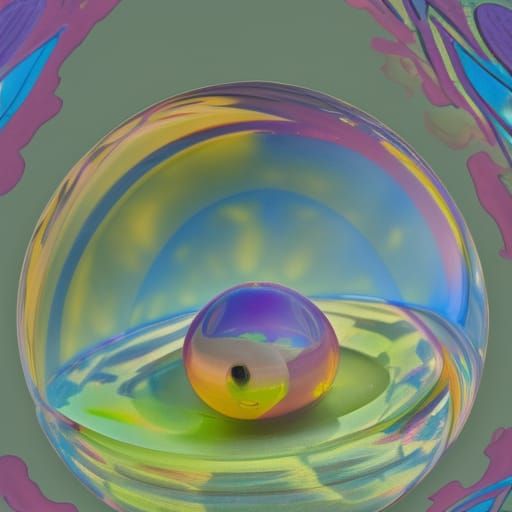 Duck Sphere in Watercolor Collage Style