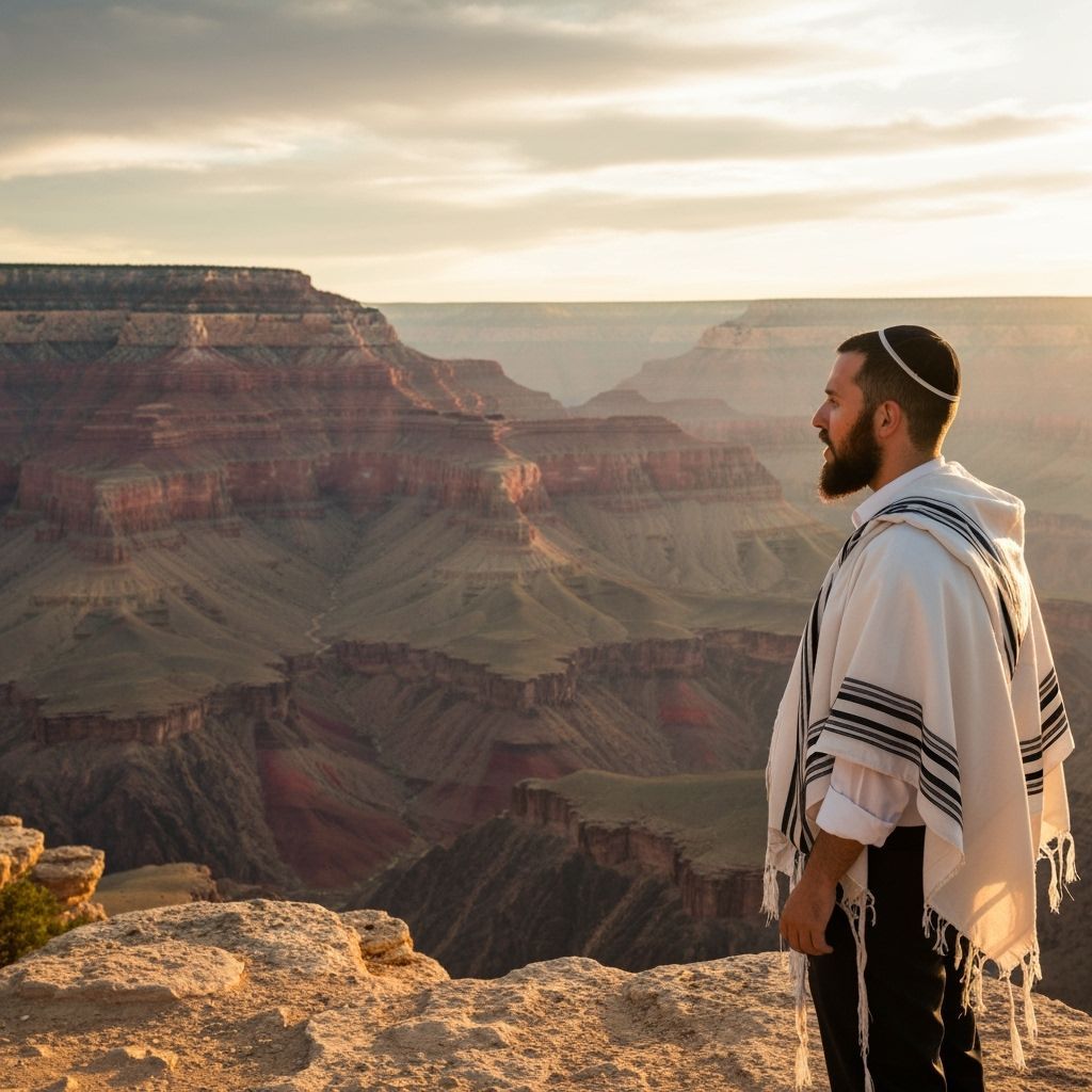 Devout Man Contemplates Grand Canyon Sunset
