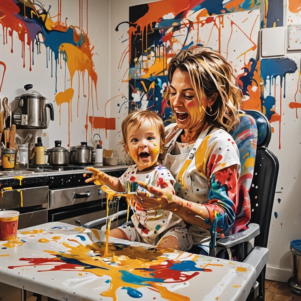 Colorful Graffiti Art: Toddler's Messy Masterpiece