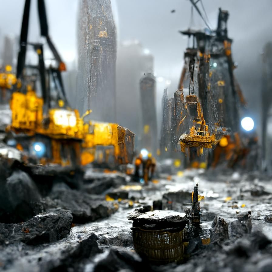 Detailed Mining City Concept Art in 4K