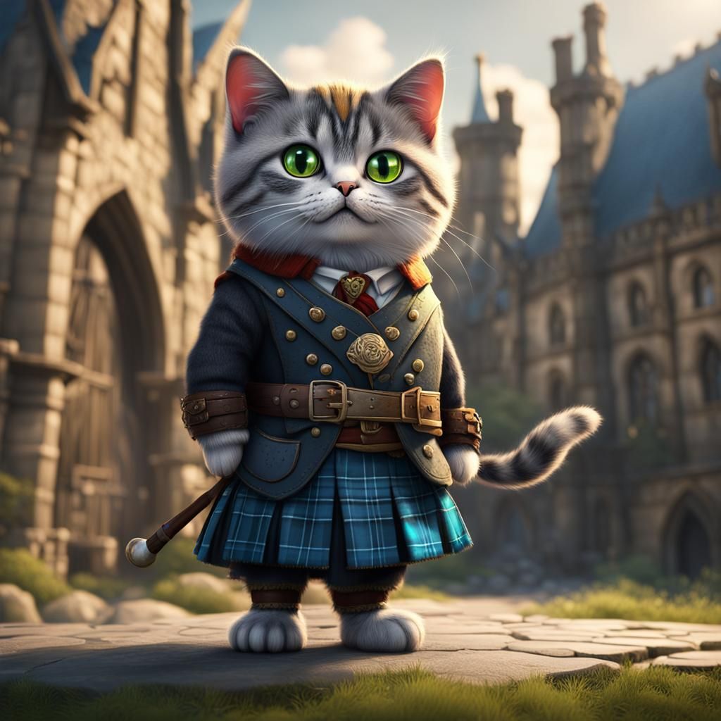 Cute Cat in Kilt Fantasy Concept Art