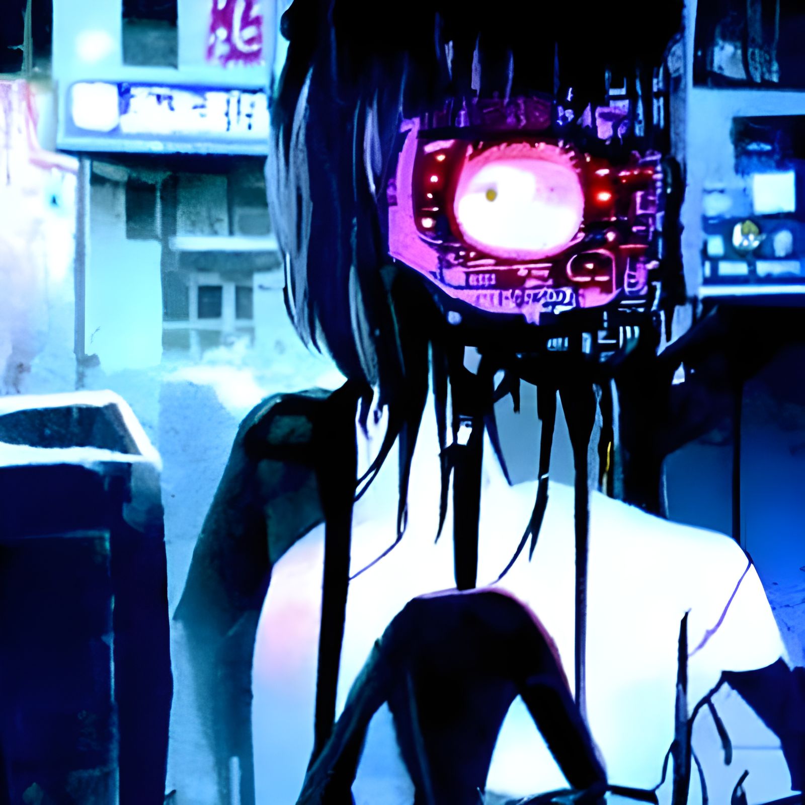 Cyberpunk Horror Character in Anime Style