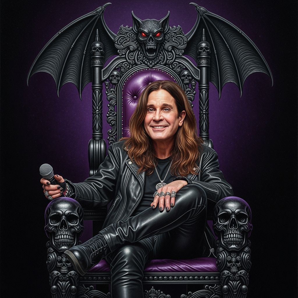 Ozzy Osbourne on Lavish Throne as Oil Painting