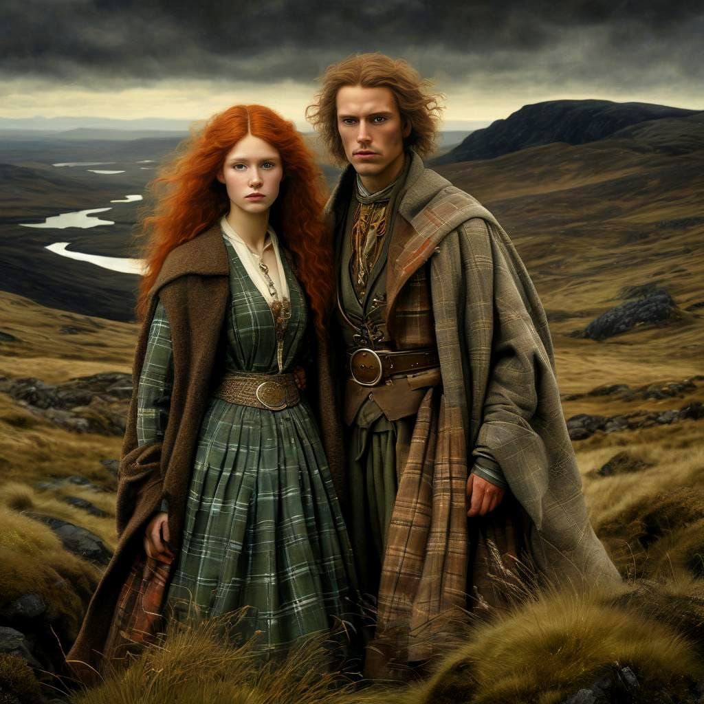 Whimsical Highland Lovers Stroll the Enchanted Moor