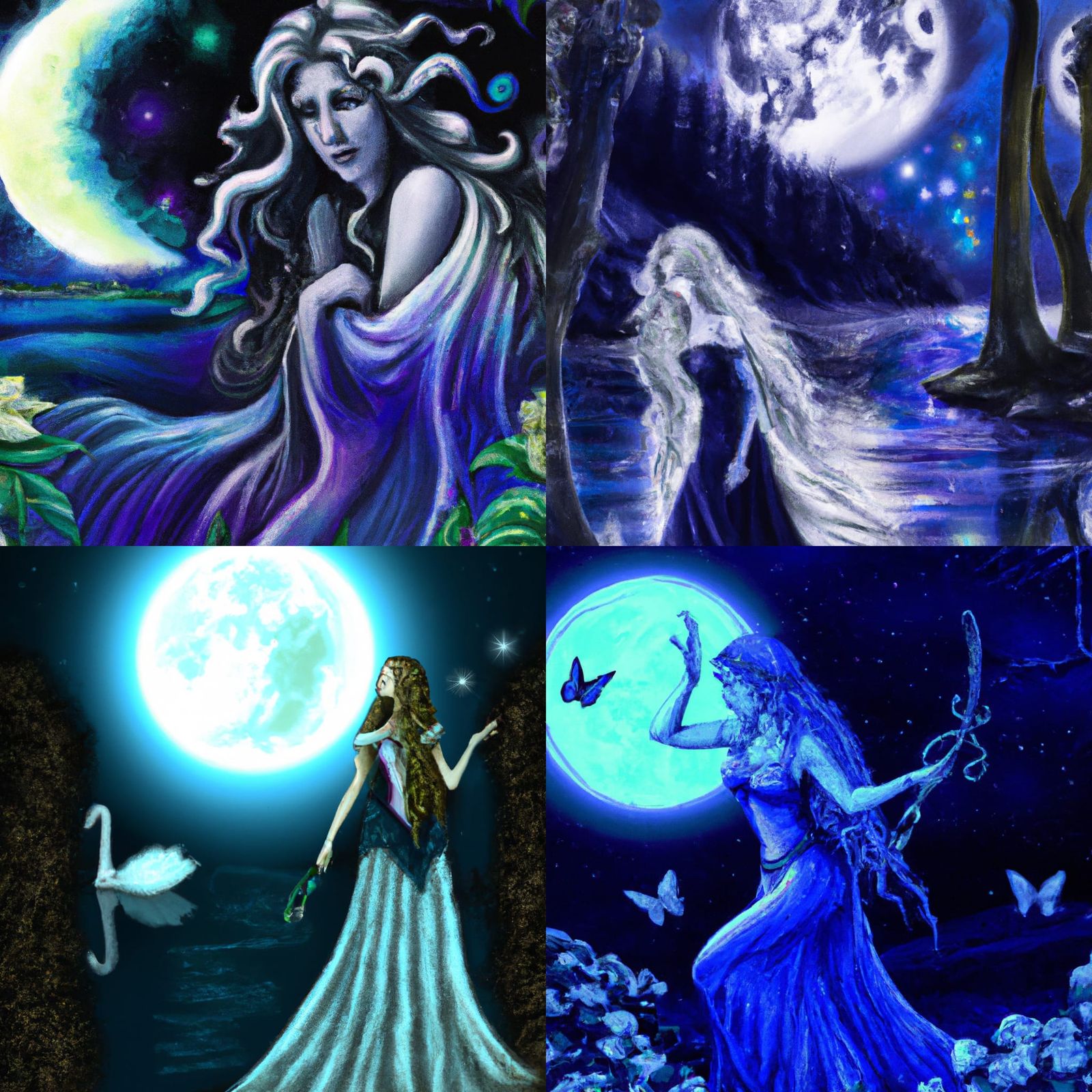 Magical Moonlight Nightscape in Fantasy Art Style