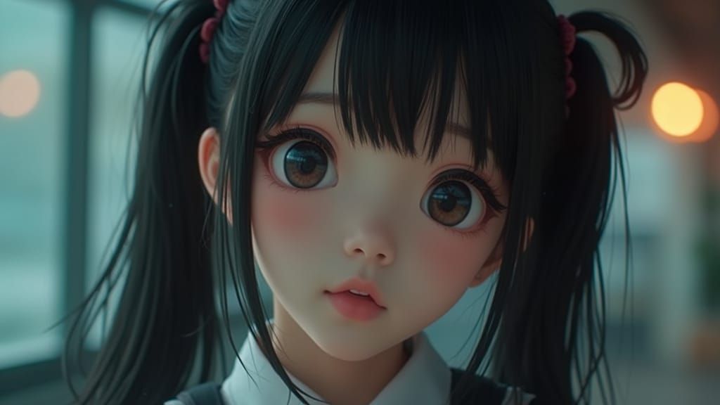 Anime-Inspired Asian Schoolgirl Cosplay Character