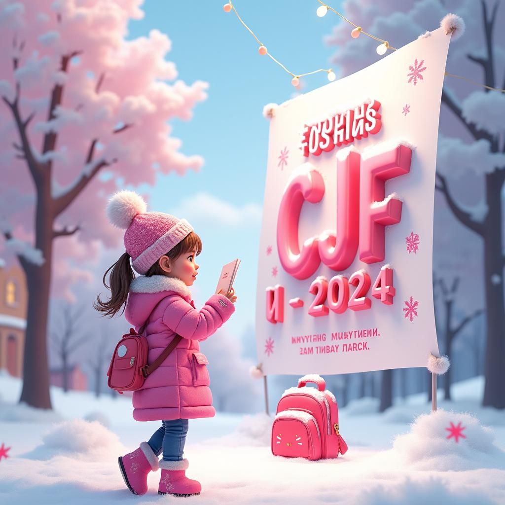 Girl at Children's Fashion Exhibition in Anime Style