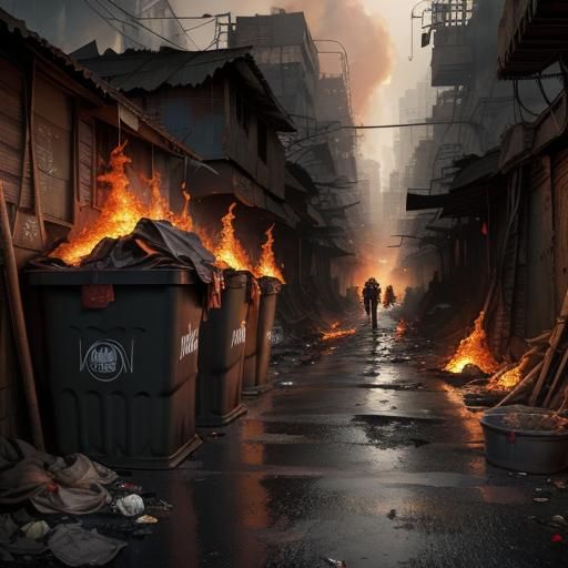 Inferno in Slum Alley: A Cinematic Digital Art