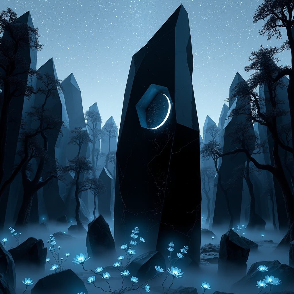 Celestial Obsidian Jungle in Dark Elegance