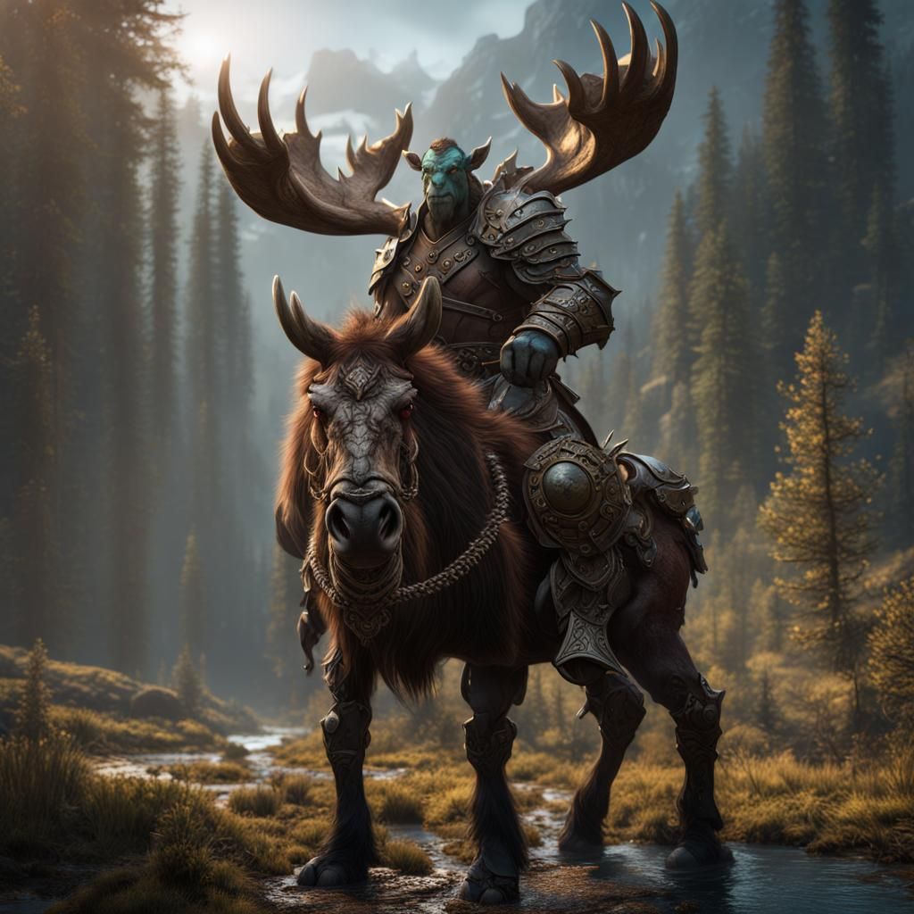 Orc, Moose, and Armored Centaur Fantasy Art