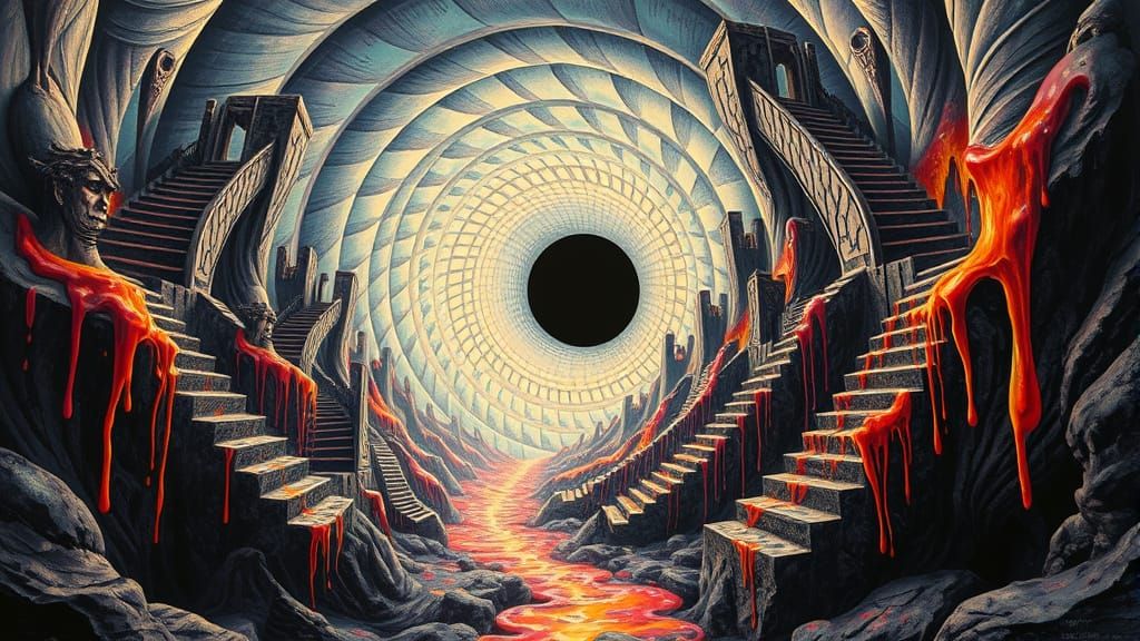 Surreal Alien Dreamscape with Impossible Geometry and Optica...