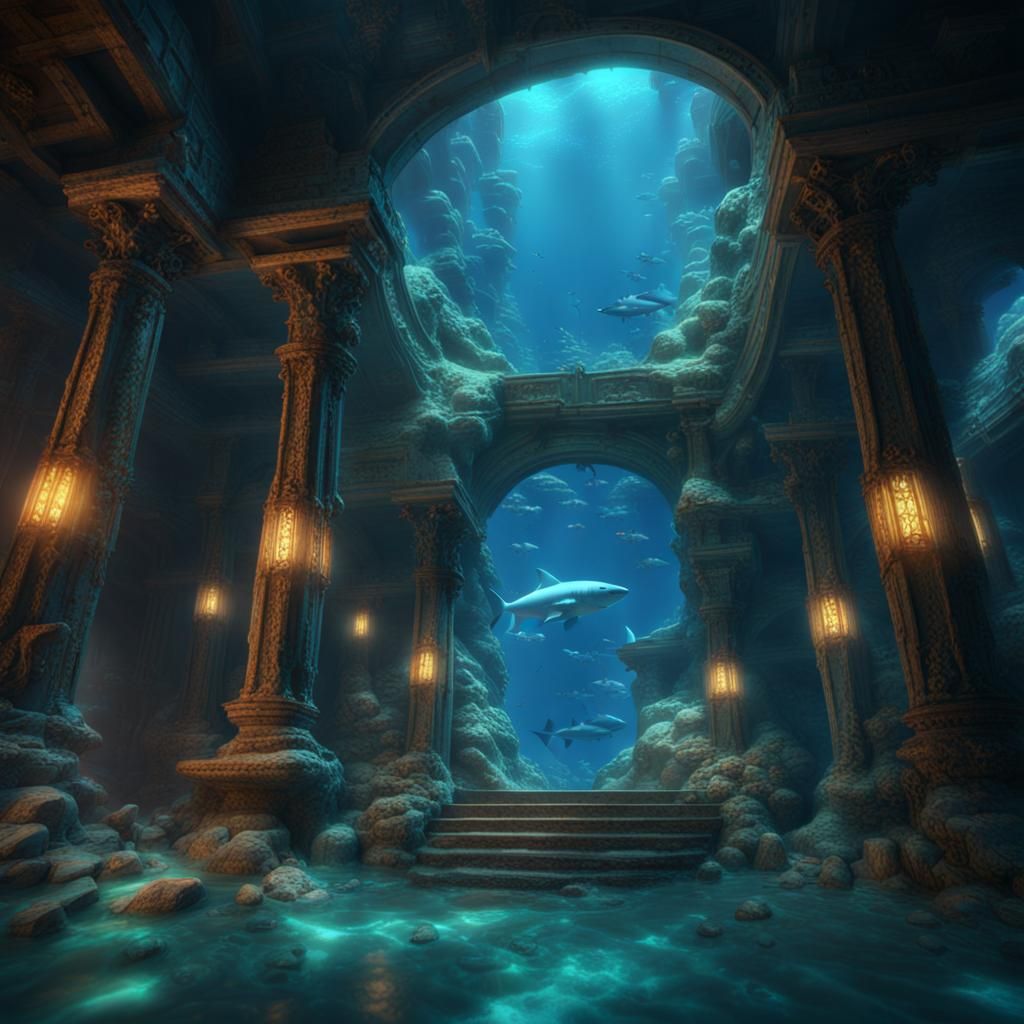 Crystal Sharks in Sunken City with Fluorescent Lighting