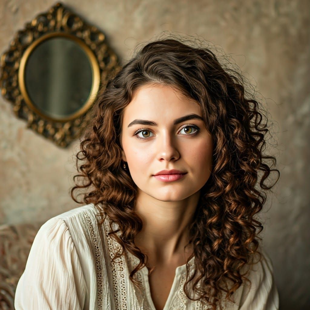 Softly Lit Portrait of a Young Woman in Contemplation