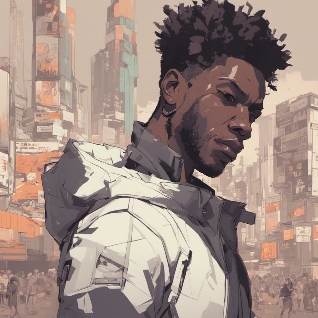 Striking African American Man in Simple Style