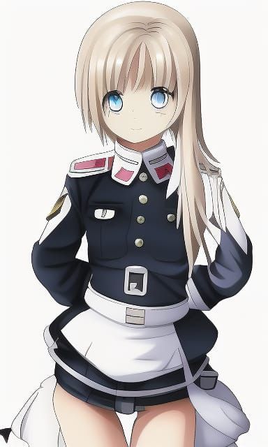 Anime Girl in SS Uniform: AI-Generated Image