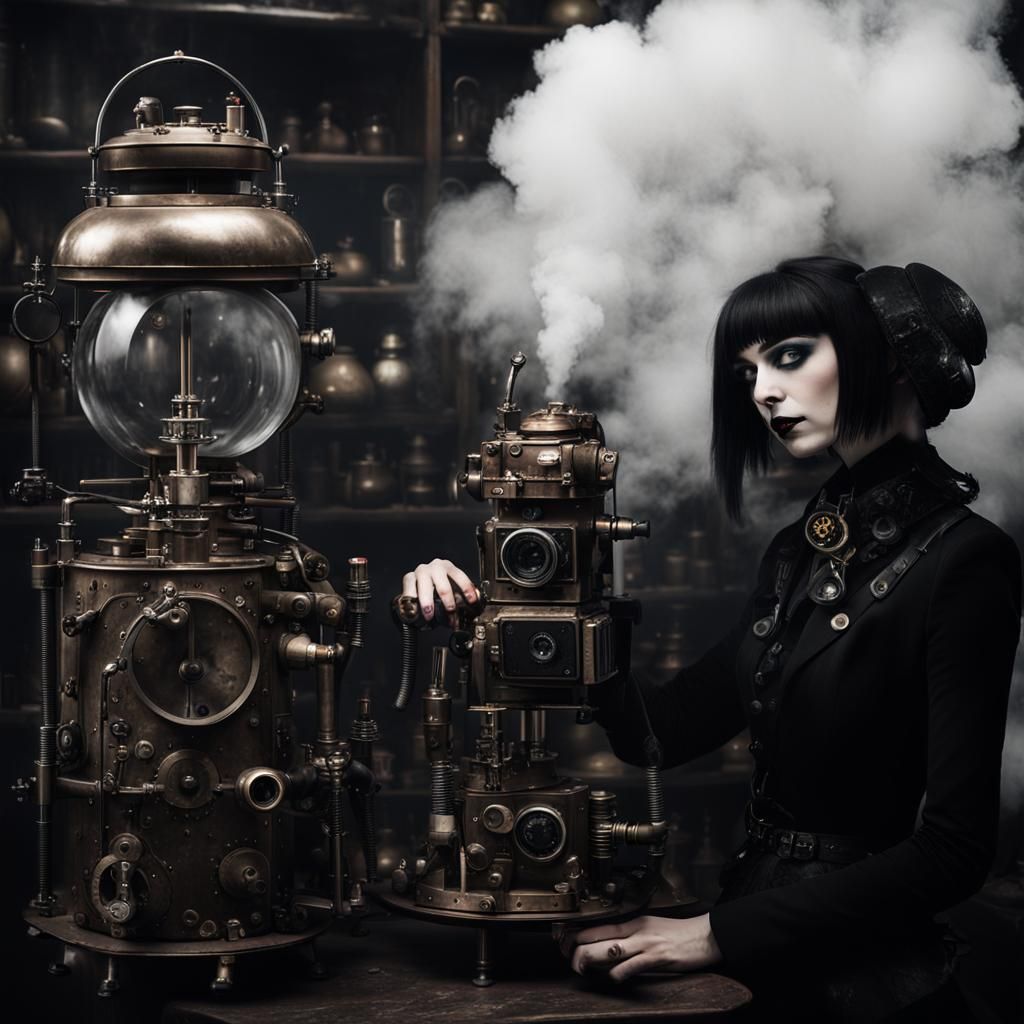 Gothic Model in Industrial Coffee Shop