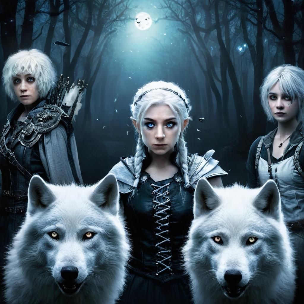 Gothic Fantasy Warrior and Wolf to Fractal Forest