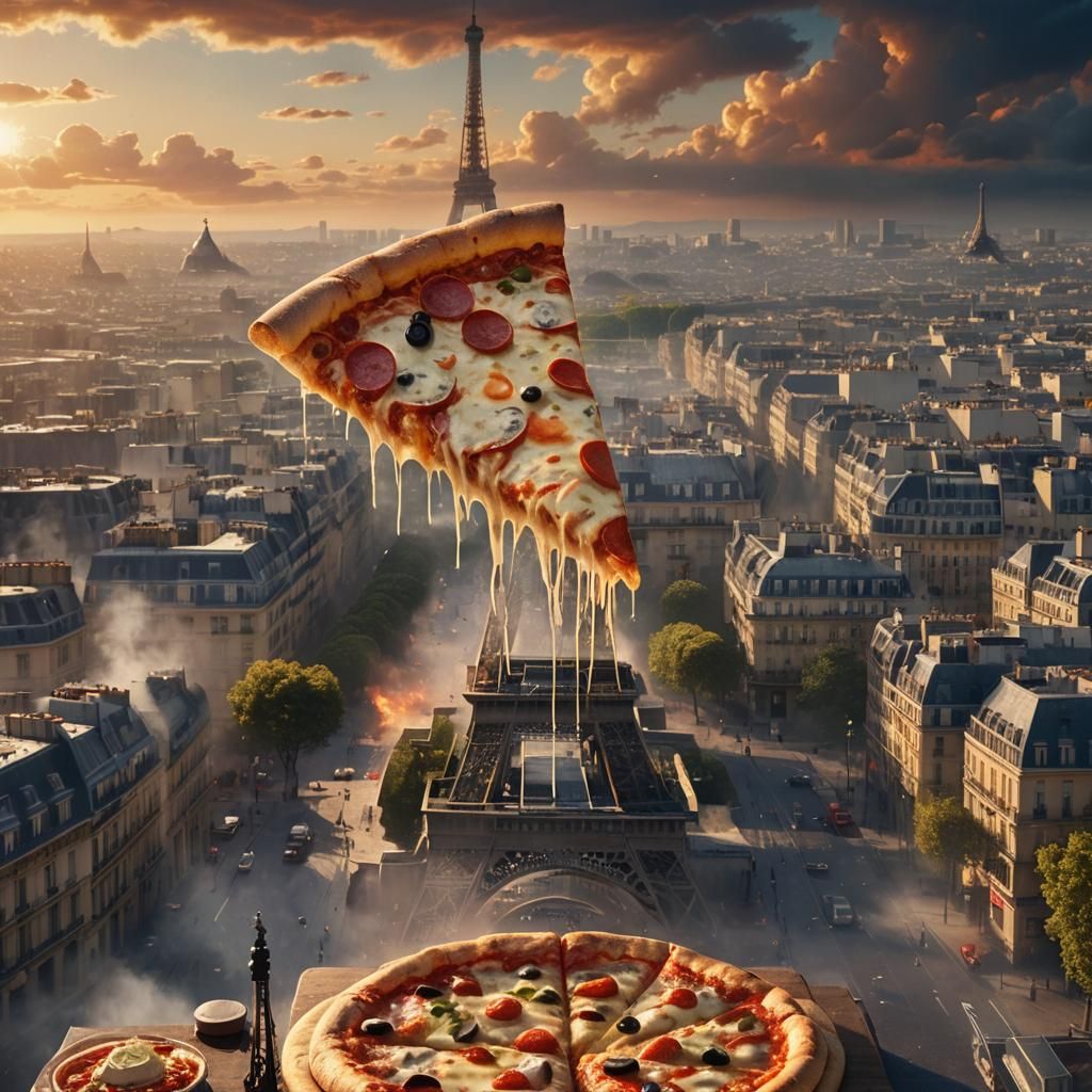 Giant Pizza Slice Dominates Paris Skyline