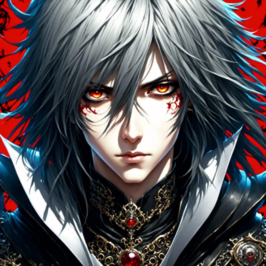 Anime Bishonen Warlock Face Close-up