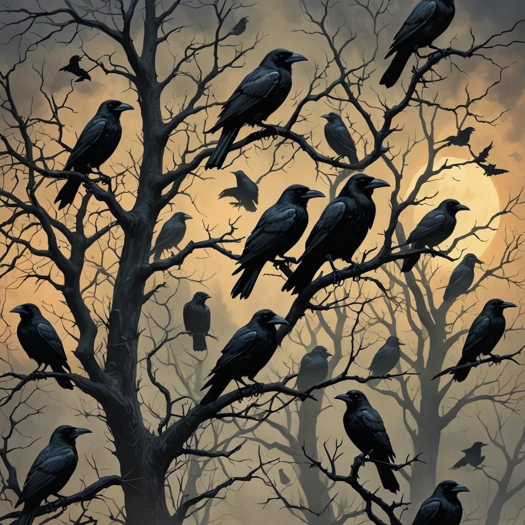 Sinister Samhain Halloween Crows by Rutkowski