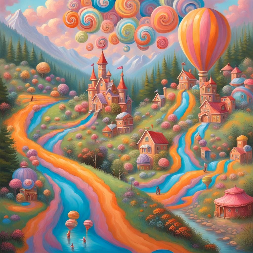 Candy Wonderland in Vibrant Gouache