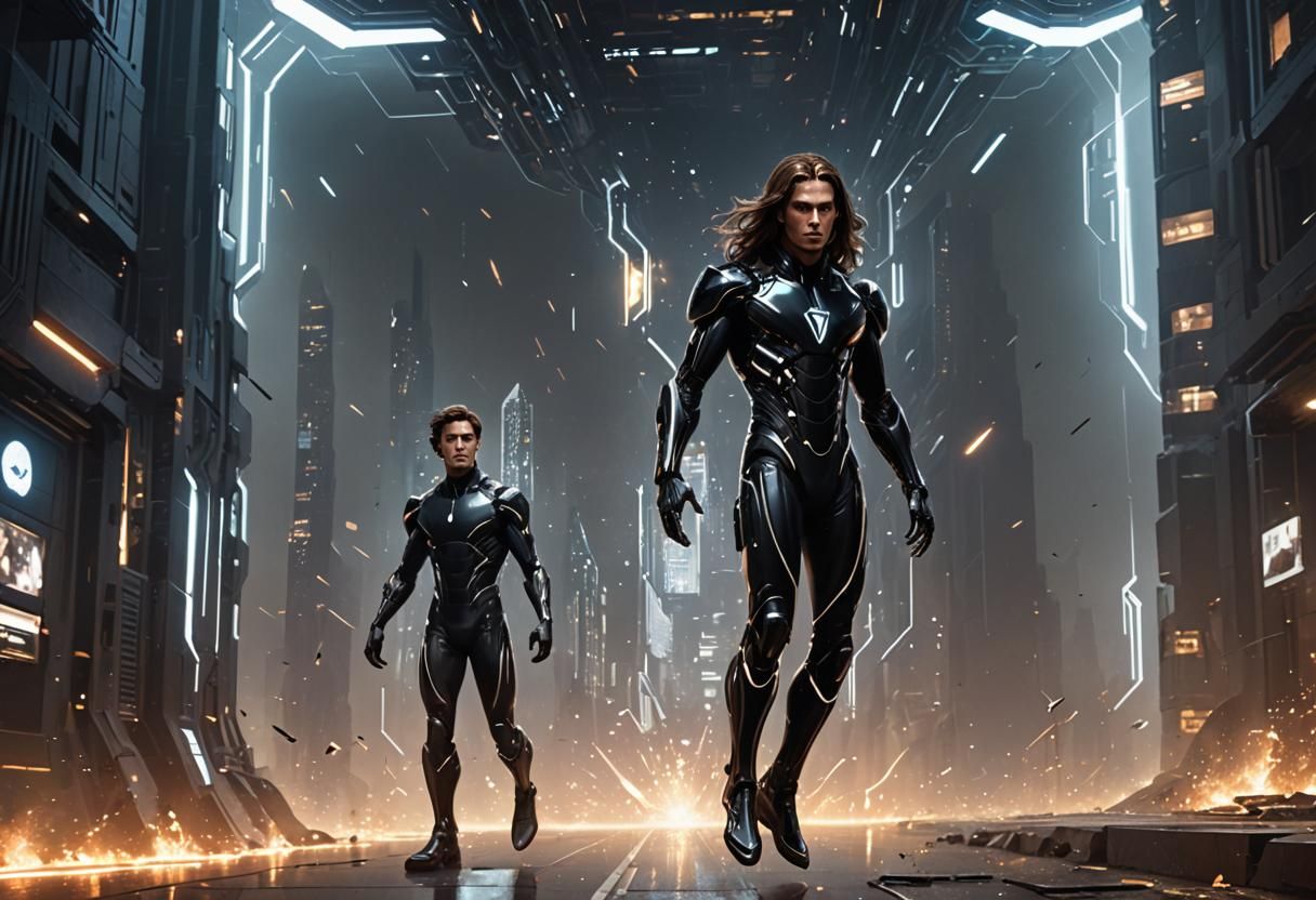 Teleporting Man in Hi-Tech Suit, Digital Art