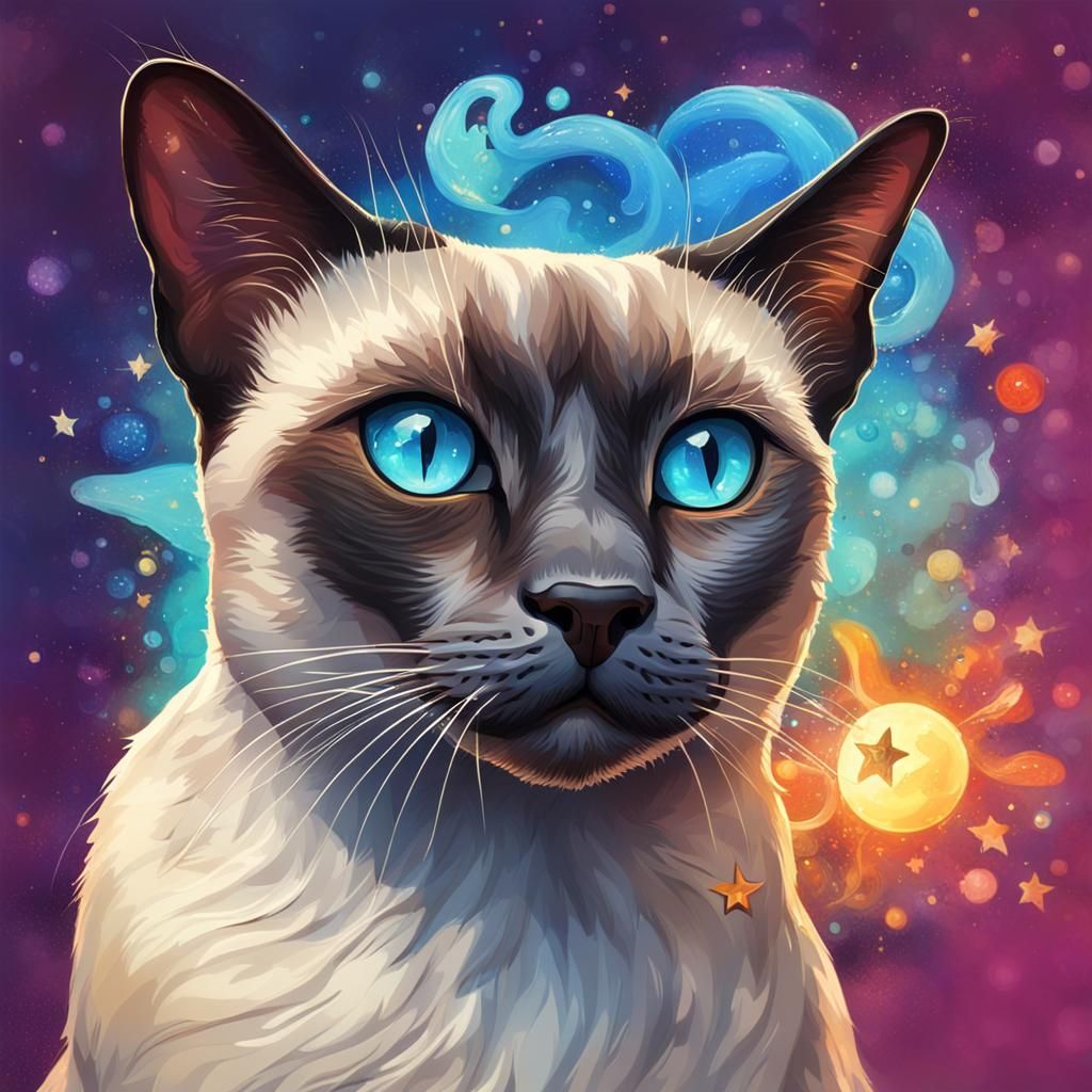Seal Point Siamese Cat as Pisces Splash Art