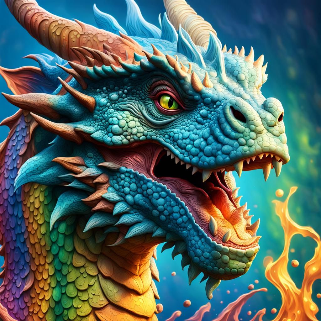 Hyperrealistic Magic Dragon Splash Art