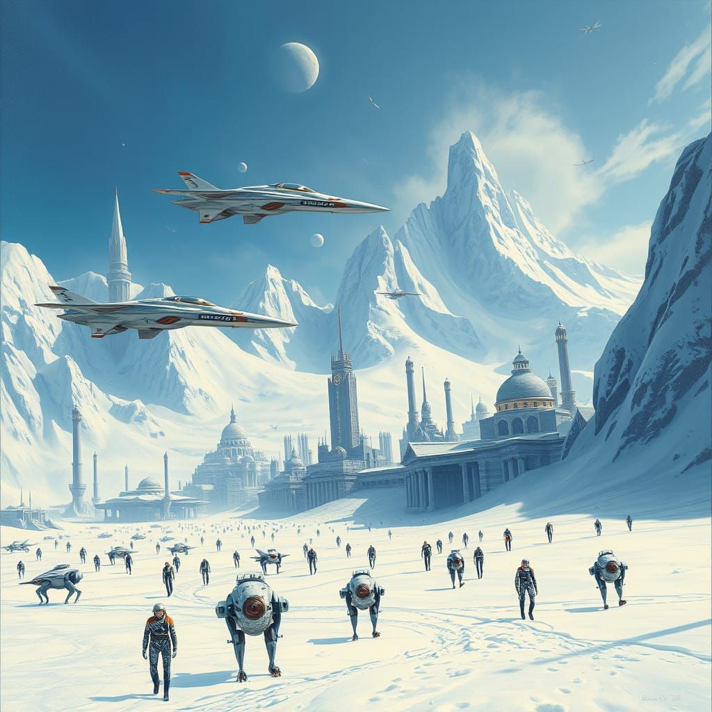 Cyberpunk Cityscape in Futuristic Antarctica