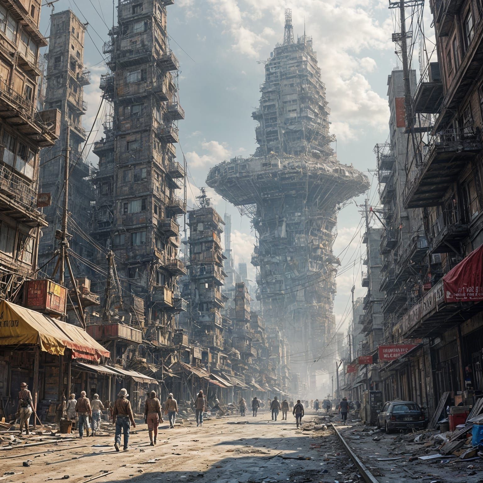 Surreal Scrappunk Cityscape