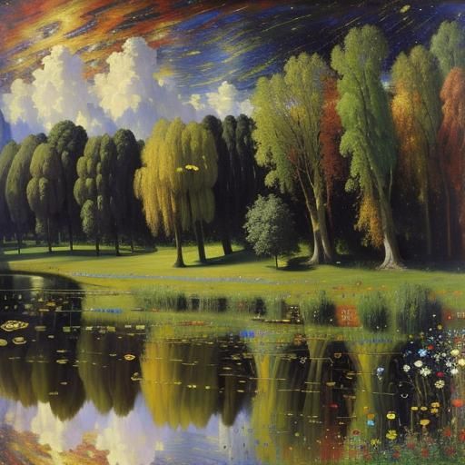 Expressionist Landscape in Oil with Triadic Colors