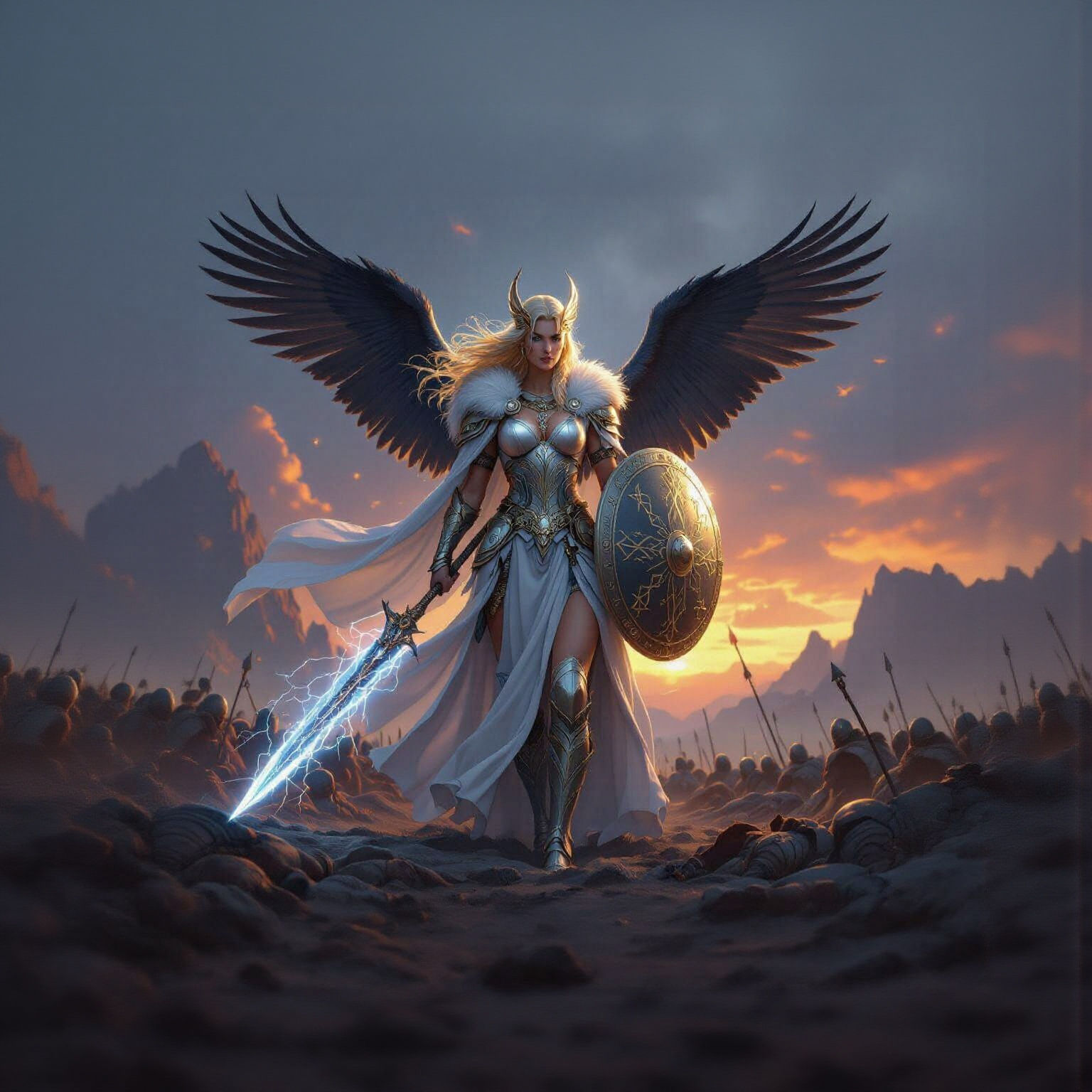 Valkyrie Skögul on Battlefield in Mythic Grandeur