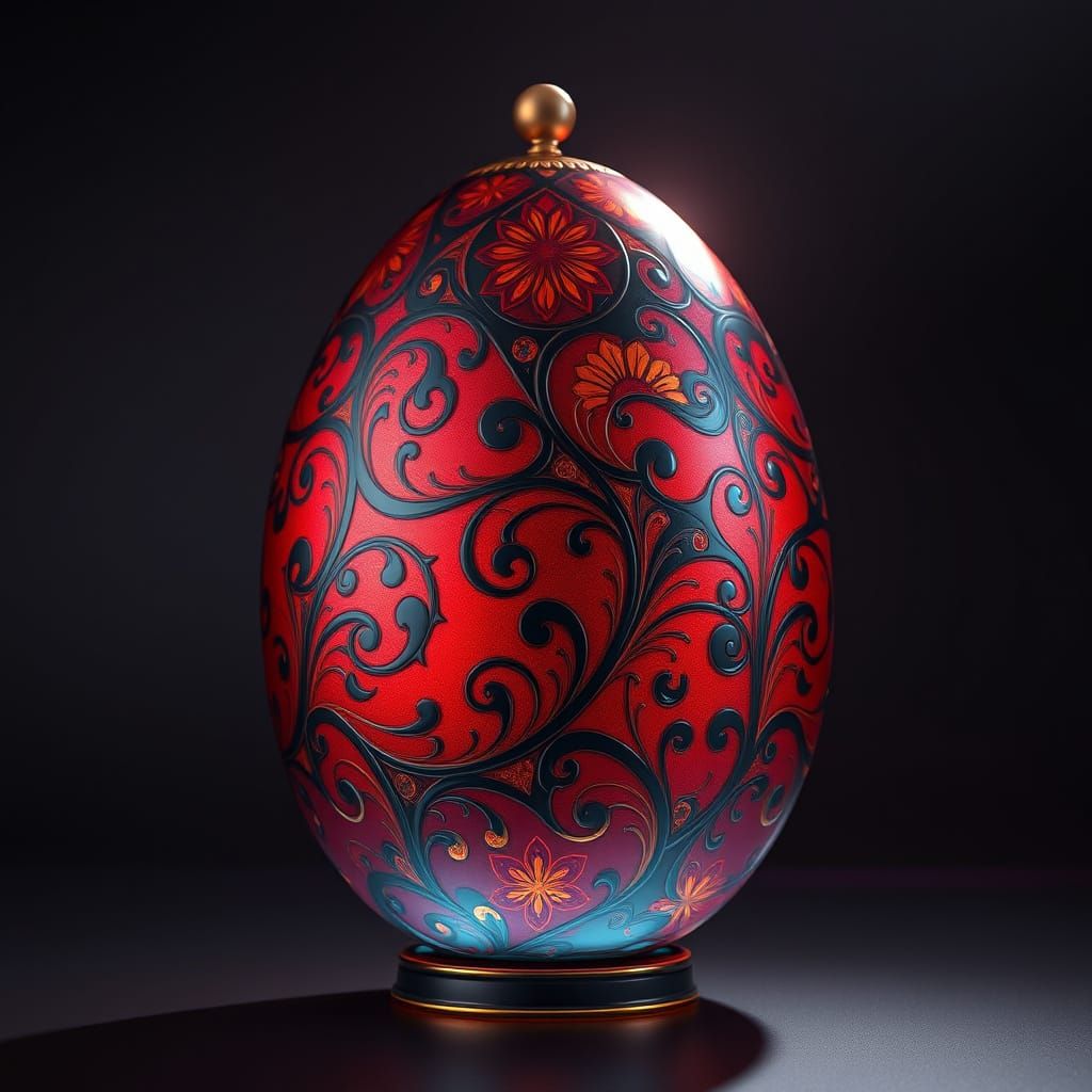 Ethereal Faberge Egg in Opulent Art Nouveau Style