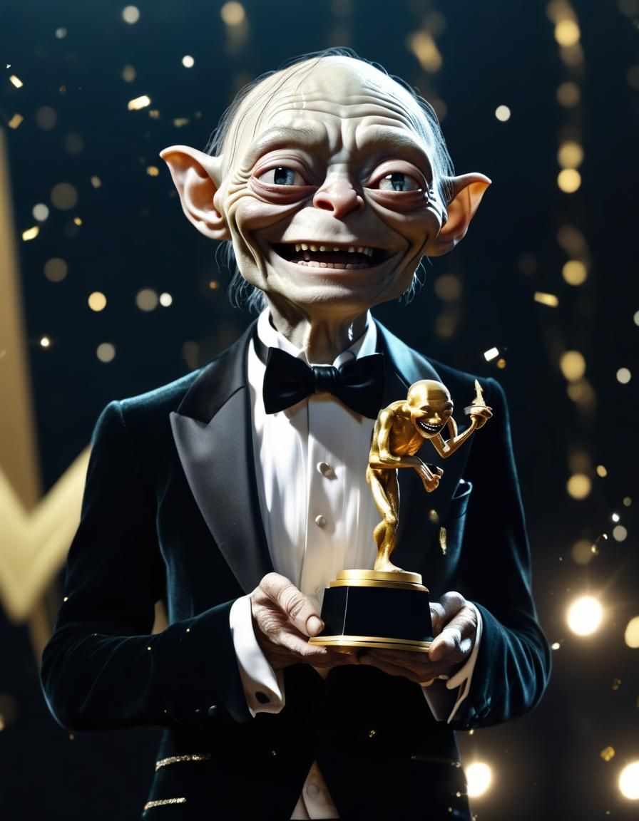Gollum's Joyful Award Ceremony Triumph in 4K