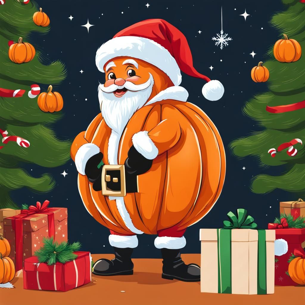 Santa Pumpkin Delivering Christmas Presents