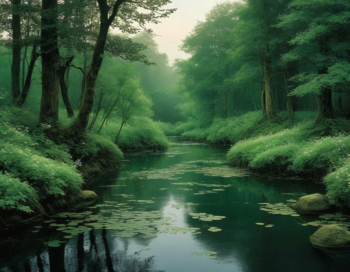 Whimsical Woodland Scene in Earthy Tones