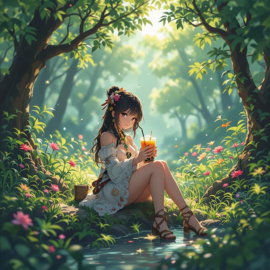 Boba Milk Tea in Detailed 3D Anime Style