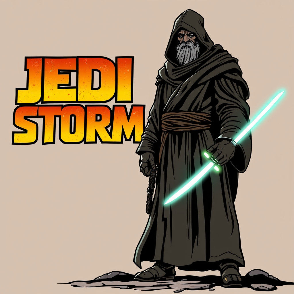 Jedi Knight Beside Graphic "Jedi Storm"