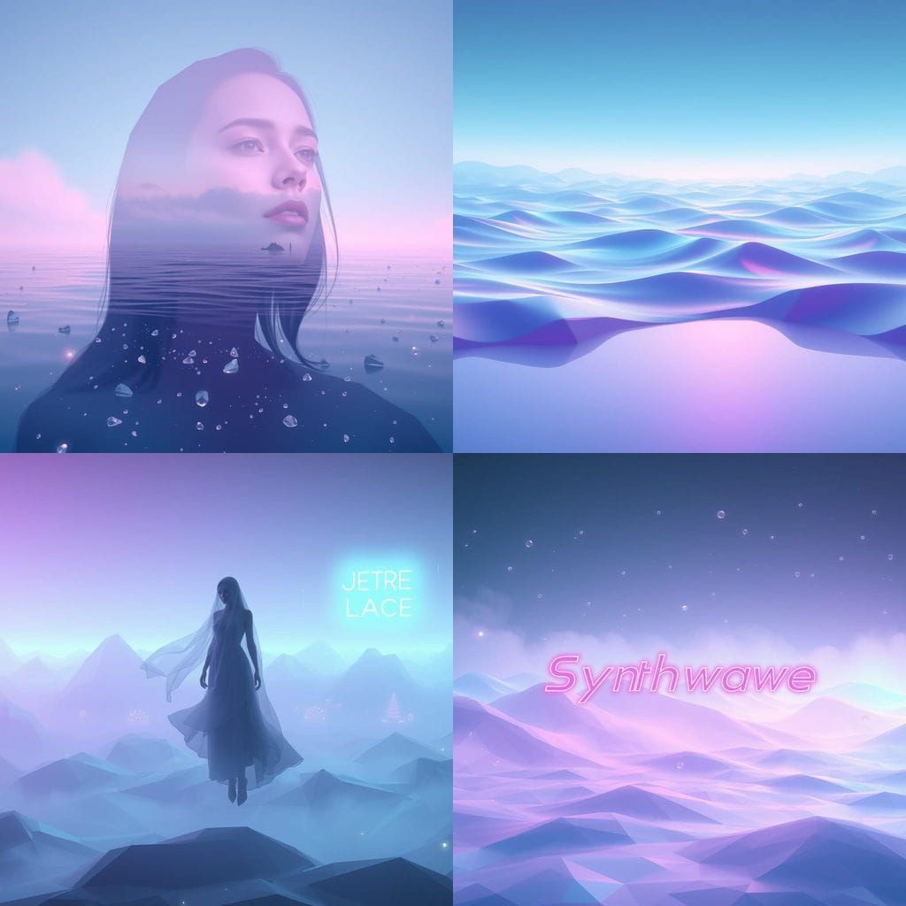 Ethereal Synthwave Dreamscape in Neon Retro Style